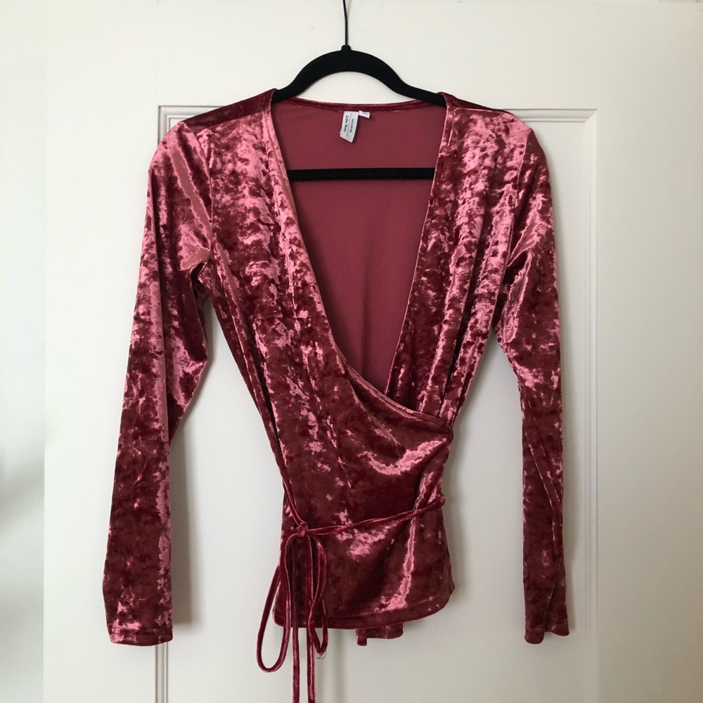& Other Stories Crushed Velvet Wrap Ballet Top